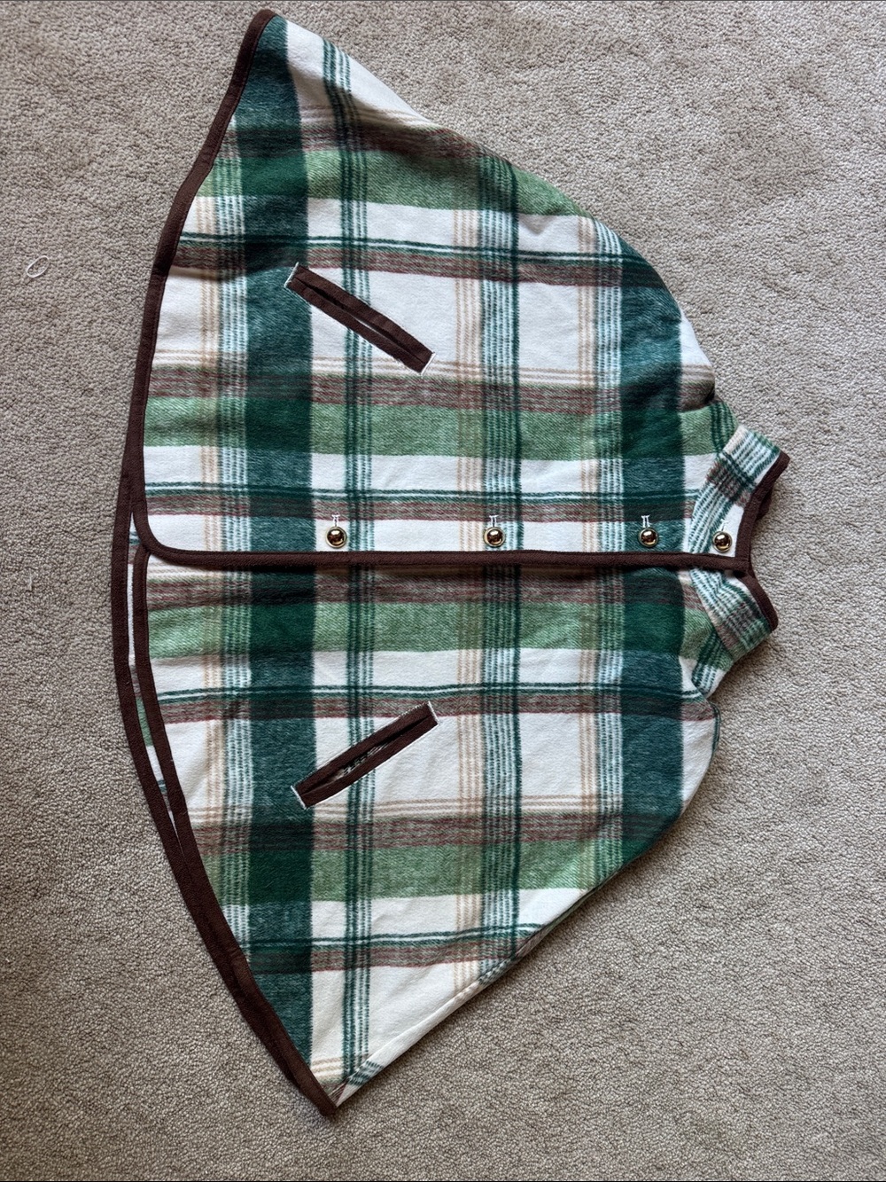Janie and Jack Girls' Green & Brown Plaid Poncho Jacket